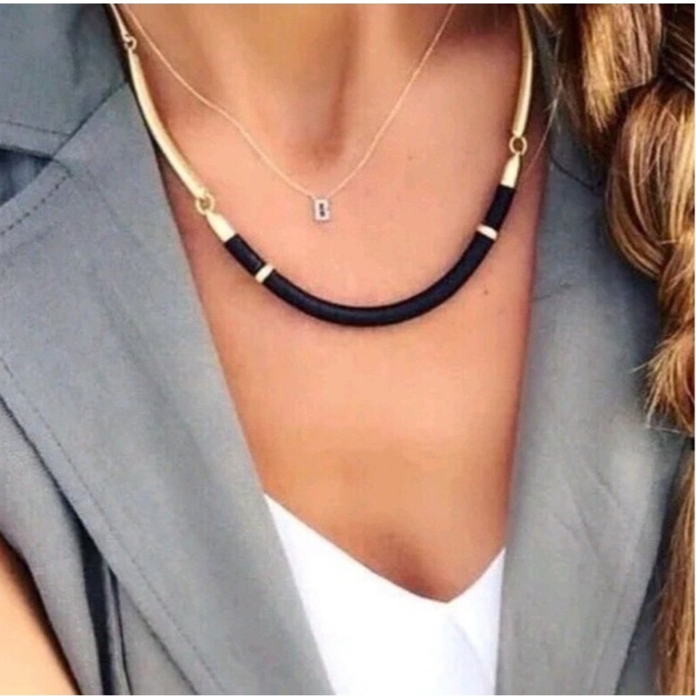 Stella & Dot Black and Gold Modern Choker Necklace